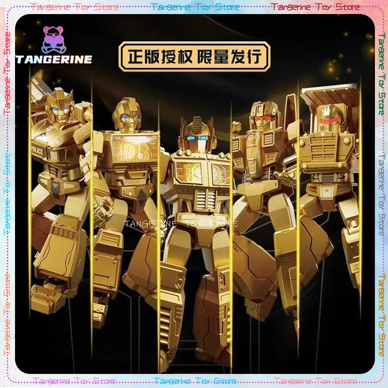 Blokees Anime Figures Block Led Shining Version Transformers Optimus Prime Robot Building Gold Limited Toy Boxed Toys Kids Gifts