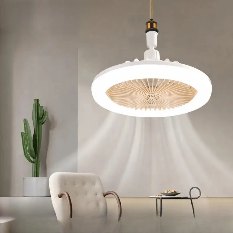 Dk84: Led Plafondventilator Met E27 Schroef En Afstandsbediening, Oscillerende Plafondventilator Met Instelbare Snelheid, Stil Voor Slaapkamers (124)