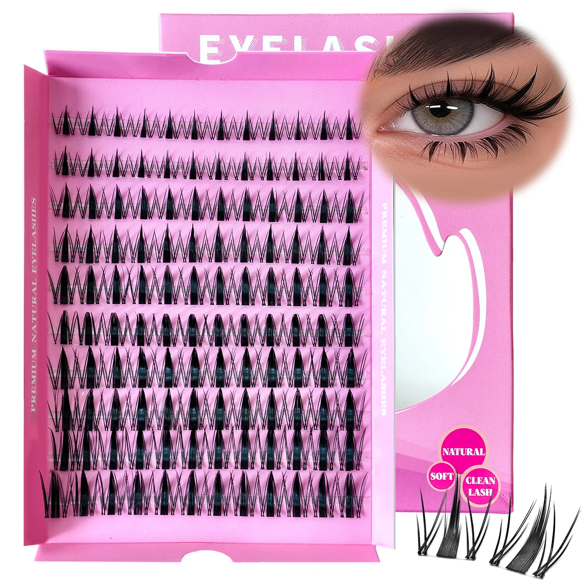 Natürlich Aussehende Einzelne Wimpernverlängerungen 10-18mm Mix Flauschige DIY Wimpernbüschel Selbstklebende Einzelne Falsche Wimpernverlängerungen