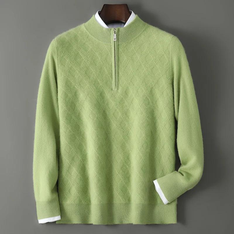 100%Pure Wool Sweater Men's Half High Neck Long Sleeves Pullover 2025 Autumn/Winter Korean Fashion Knit Business Casual Menswear