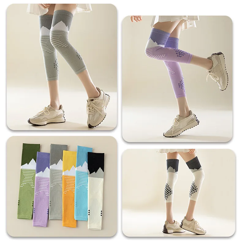 膝パッド夏薄型女性ランニングスポーツ夏フィットネスハイキング縄跳び脚保護ノンスリップヨガソックス