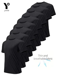 Round Neck T-Shirt 8Pcs Black Ultralight Men Quick Dry Breathable Sweat Shirt for Fitness Gym Running Light Plaid Quick Dry Shor