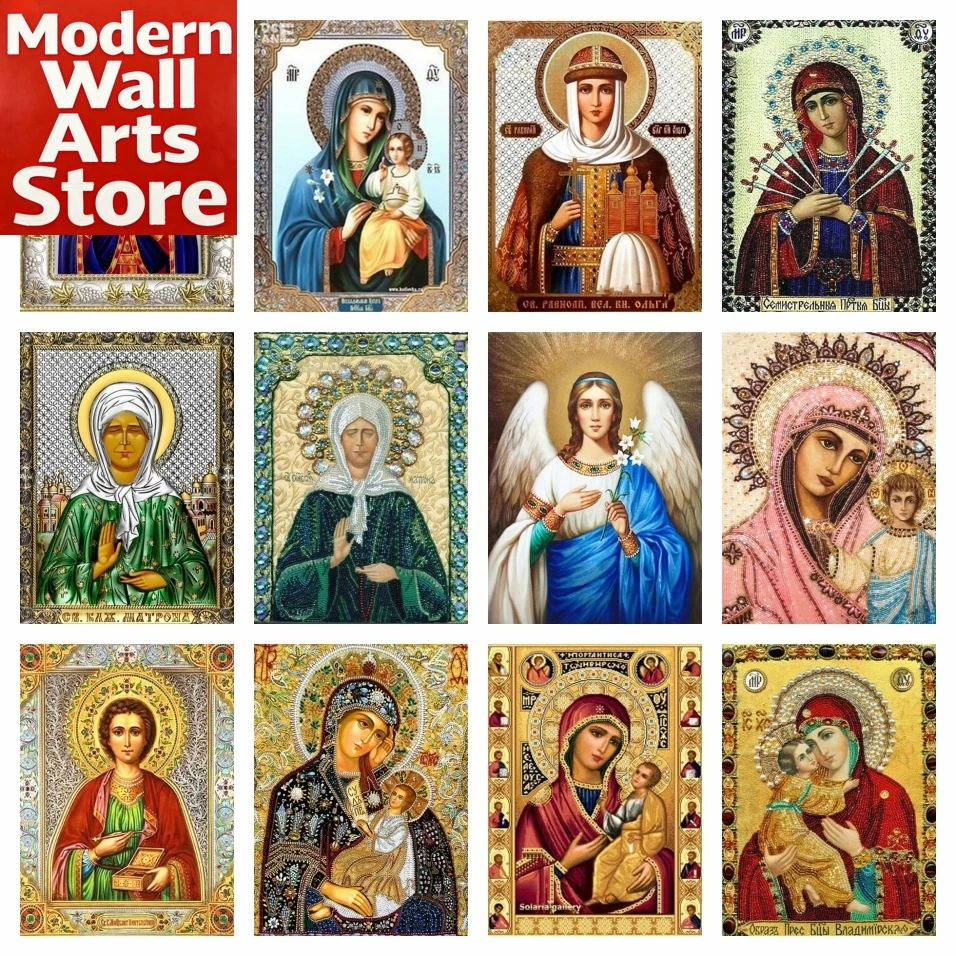 

Алмазная вышивка AZQSD: Дева Мария, религиозная иконография, подарок, религиозная картина, новая коллекция 2024, стразы