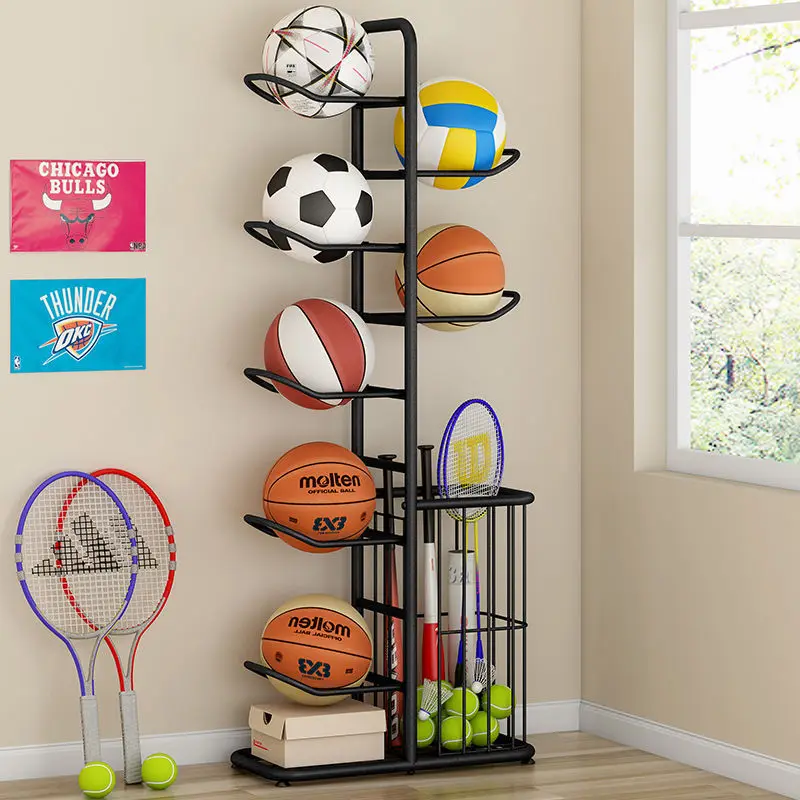 Football Shelf Basketball Organizer Storage Container Steel Retail Store Display Ball Rack