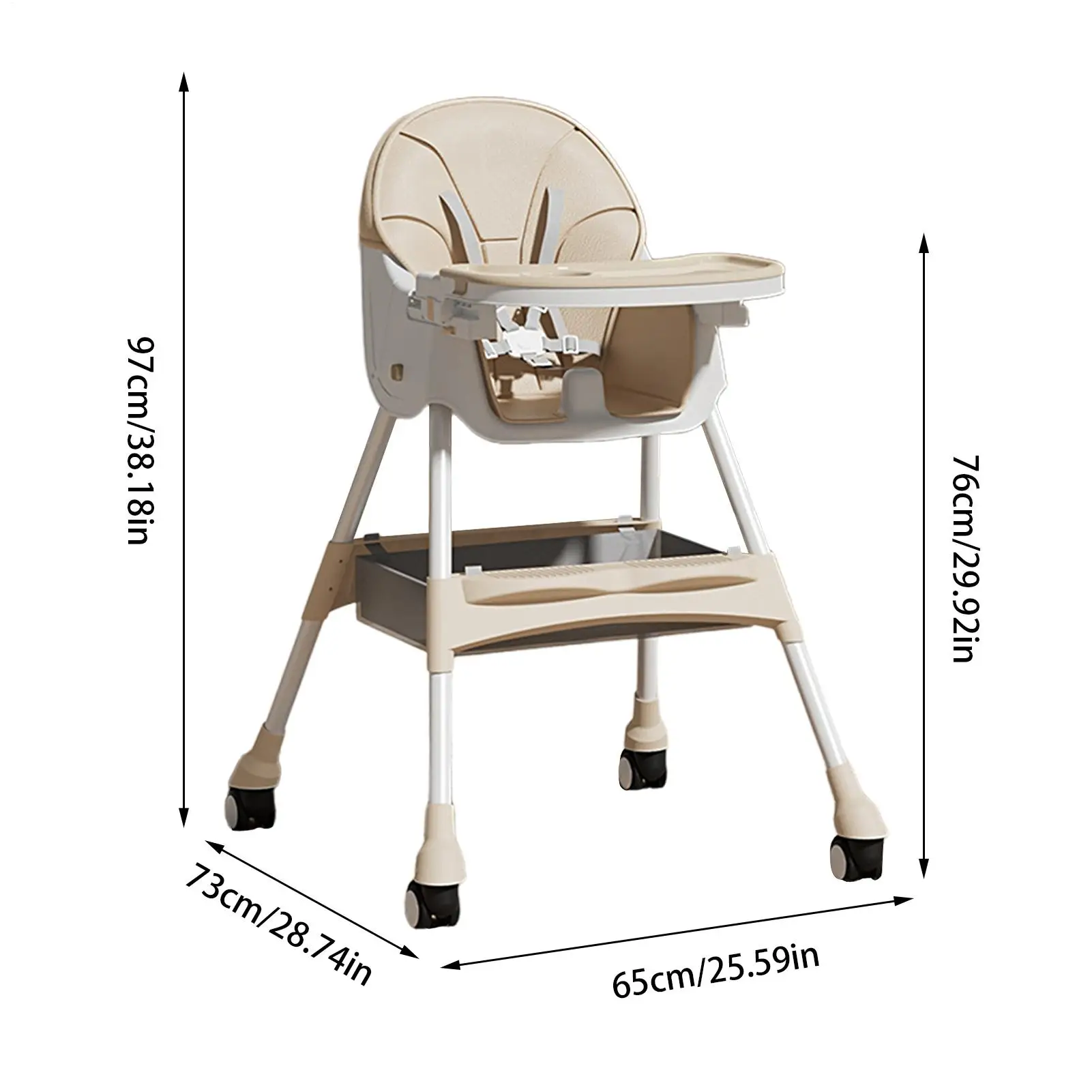 كرسي أكل الطفل متعدد الوظائف قابل للطي مقعد معزز للأطفال مع وظيفة كرسي مرتفع قابل للتعديل مع عجلة #6
