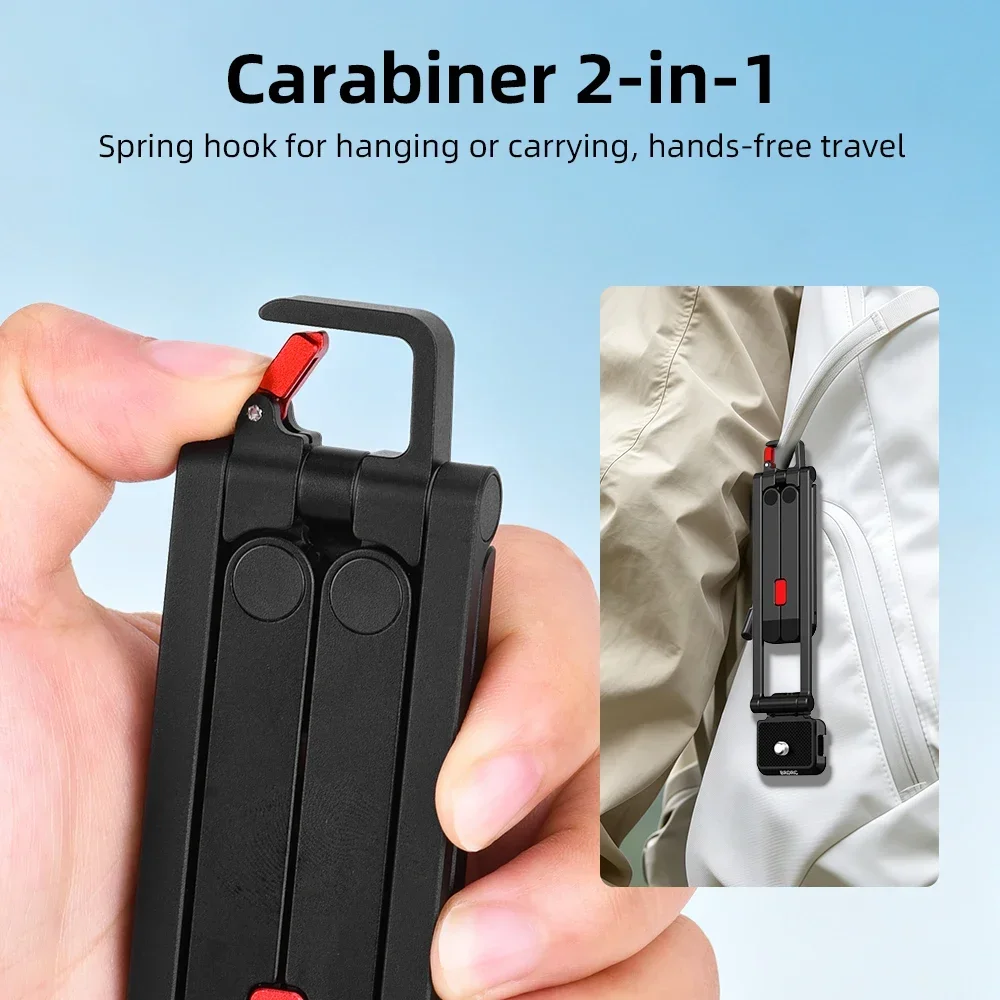 BRDRC Magnetisches Drehbares Stativ für DJI Pocket 4P/4/3/Insta360 Luna Ultra Faltbarer Metall-Selfie-Stick-Halter mit Verstecktem Haken – Detail 6