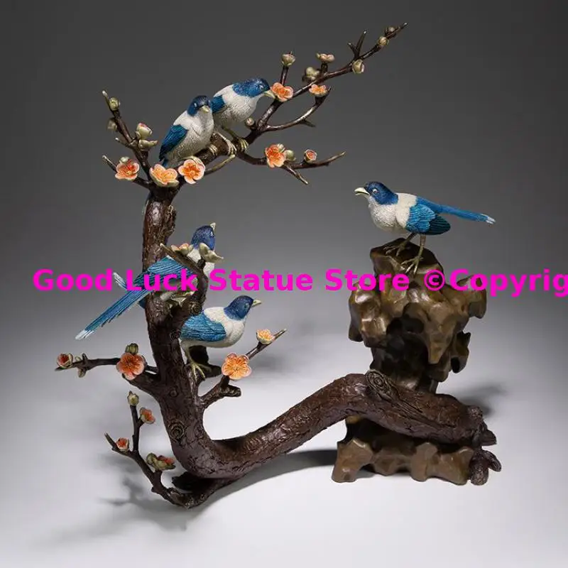 Amazing ART Lucky Birds WU FA LIN MEN BEST Business gift Good luck decoration COPPER Sculpture HOME Room OFFICE BAR CLUB decor