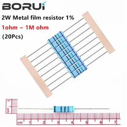 20pcs 2W Metal Film Resistor 2W 1% 0R - 2.2M 0 2.2 10 100 120 150 220 270 330 390 470 1K 2.2K 4.7K 10K 15K 100K 470K 1M ohm