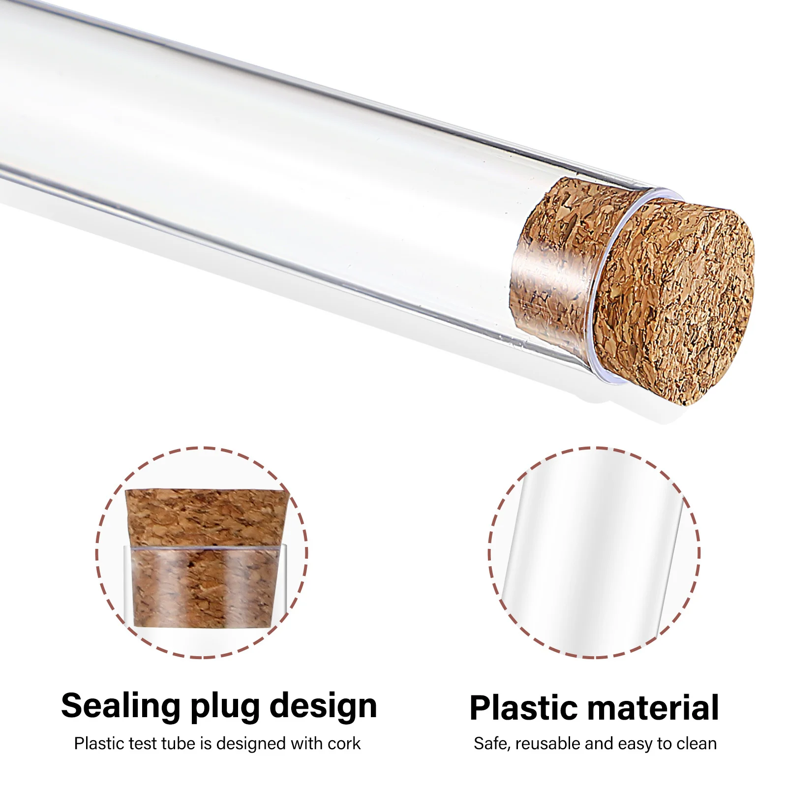 

30 Pcs Plastic Test Tube Set Decorative Tubes Clear Small Container Vials Tube: with Stoppers Cork