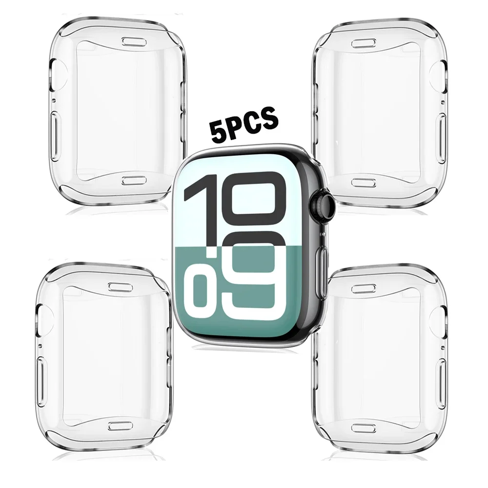 

1-5PCS Soft TPU Screen Protector for Apple Watch 10 9 8 45mm 41mm 44mm 42mm 46mm Full Case Cover IWatch Series 7 SE 6 5 4 3 2