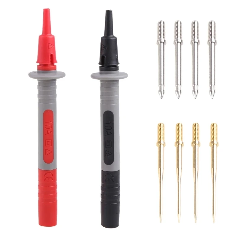 Cleqee P8003 Series Multimeter Test Probe Set with 4mm Banana Plug Adapter Replaceable 1mm/2mm Needle Pin Multi-purpose Test Pen