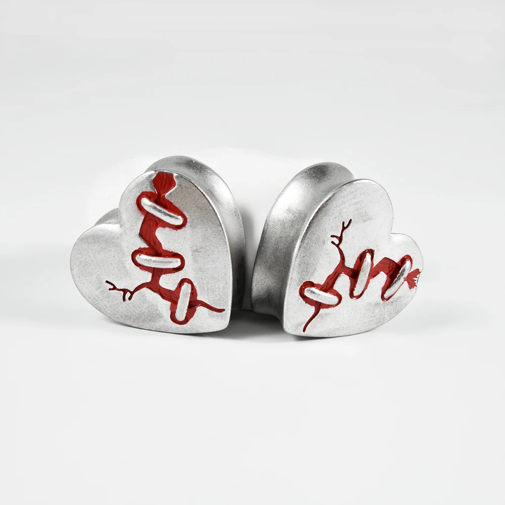PAIR Stainless Steel Heart-shaped Nine Styles Ear Tunnels Plugs Ear Stretchers Gauges Expander Flared Body Piercing Jewelry