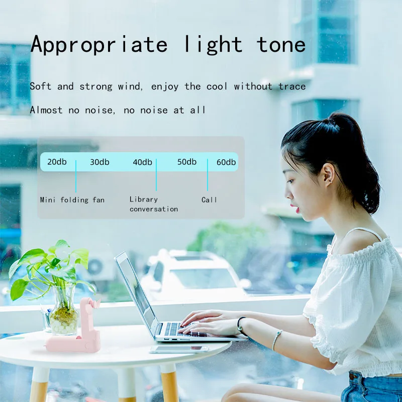 Mini Fan Portable , USB Rechargeable, 3-speed Adjustable, Foldable Handheld Fan, Suitable for Women, Travel, Outdoor Use