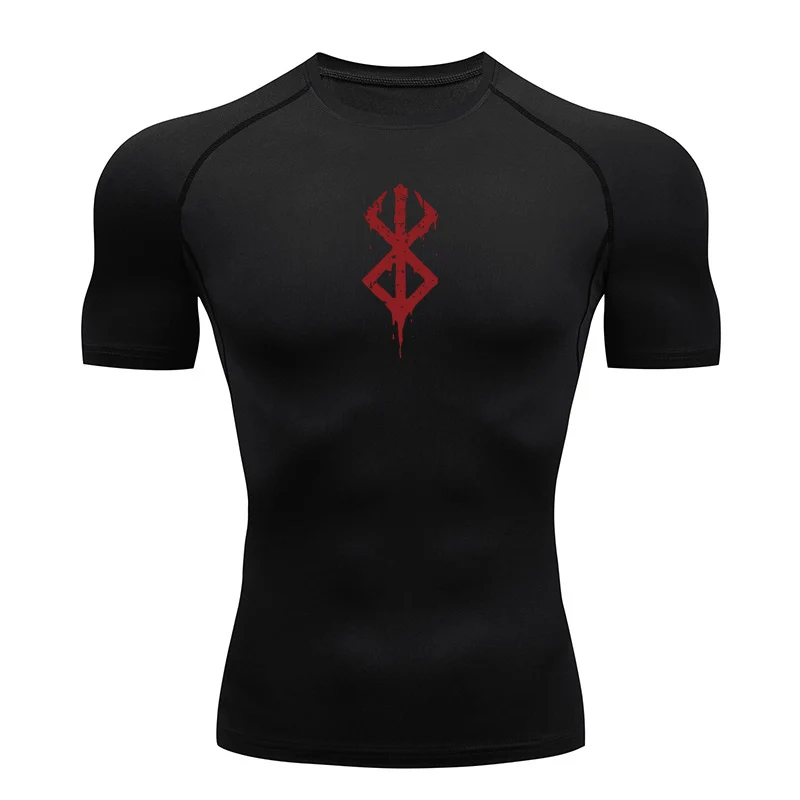 Camisa de compresión para hombre, top de Anime Berserk Guts Rash Guard, secado rápido, transpirable, entrenamiento deportivo, medias de Fitness