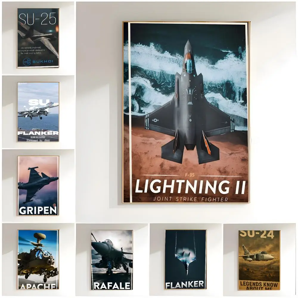 Military Action F-Fighter Armed Helicopter Poster Classic Wall Art  Home Decor  Peel and Stick Unframed