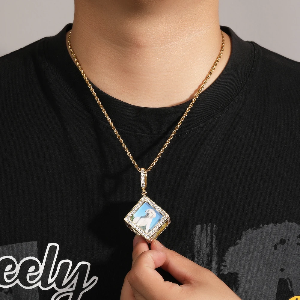 

Uwin на заказ квадратный фото кулон DIY фотографии памятный блок ожерелье персонализированные ювелирные изделия в стиле хип-хоп мужские и женские подарки