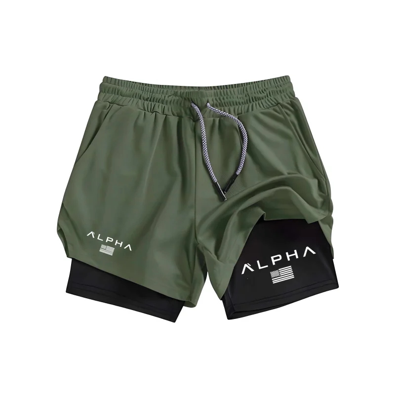 Pantalones cortos deportivos de doble capa para hombre de alta calidad de verano, pantalones cortos deportivos 2 en 1 para entrenamiento de gimnasia, pantalones cortos de entrenamiento de secado rápido