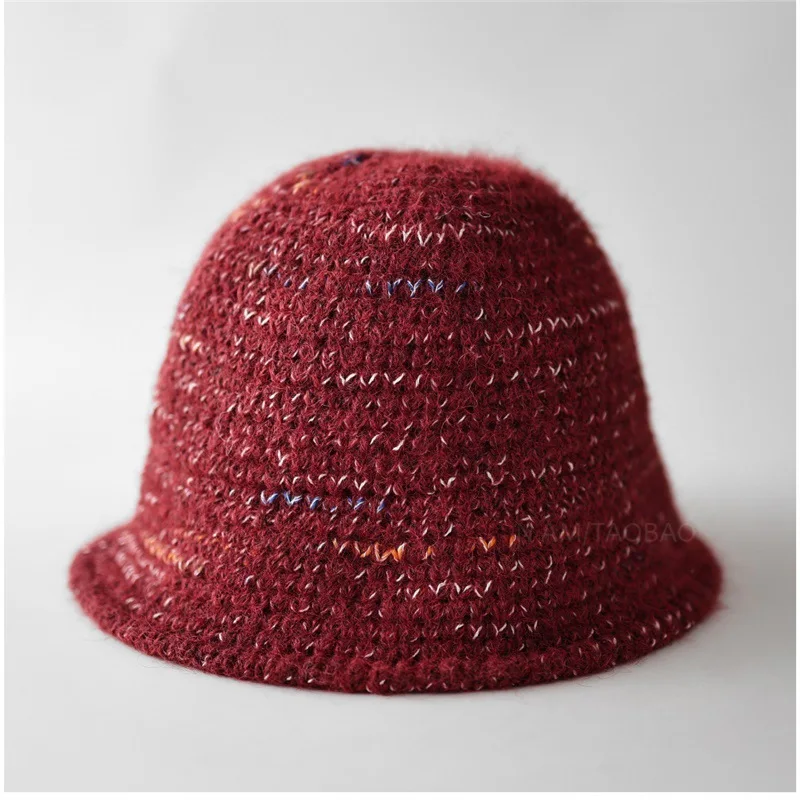 

Autumn Winter Korean Thread Knitted Basin Hat Women's Simple Casual Plain Warm Ear Protection and Windproof Wool Bucket Hat