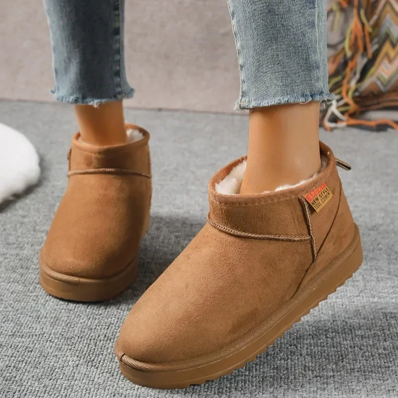 

Suede Flats Ankle Women Snow Boots Warm Comfort 2024 Winter Casual Shoes New Trend Hot Sale Walking Non-slip Chaussures Femme
