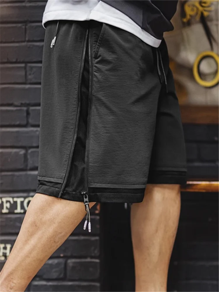 

Maden American Style Outdoor Functional Side Zip Short Pants Loose Breathable Sports Five-Quarter Length for Men Summer