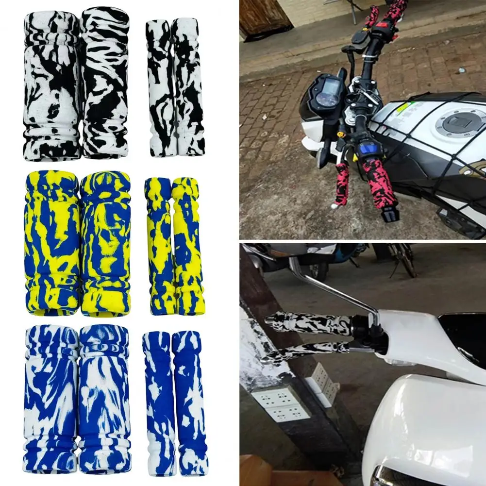 

2 Pairs Motorcycle Grip Covers Sponge Anti-Slip Handlebar Sleeves For Scooters E-Bikes Easy Install Shock-resistant Handle Grips