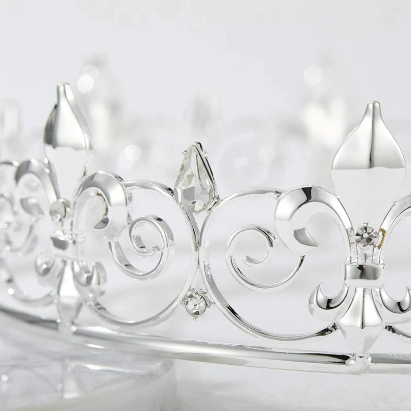 3X Royal King Crown For Men - Metal Prince Crowns And Tiaras, Full Round Birthday Party Hats,Medieval (Silver Colour)