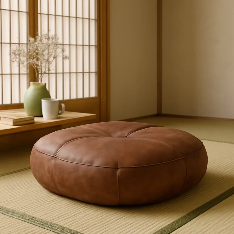 Japanese Style Leather Zen Mat - Floor Meditation Cushion Lazy Sitting Pad for Home Tatami Window Yoga & Meditation Practice