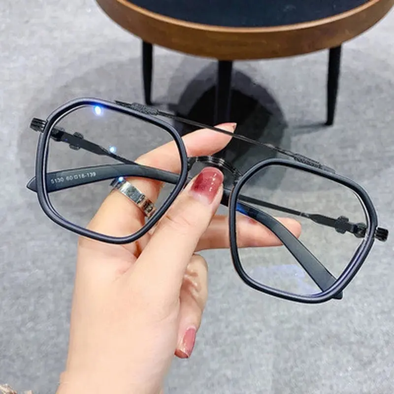 1PCs Blue Light Blocking Fashion Highend Glasses Men Optical Clear Glasses Black Square Frame Eyeglasses