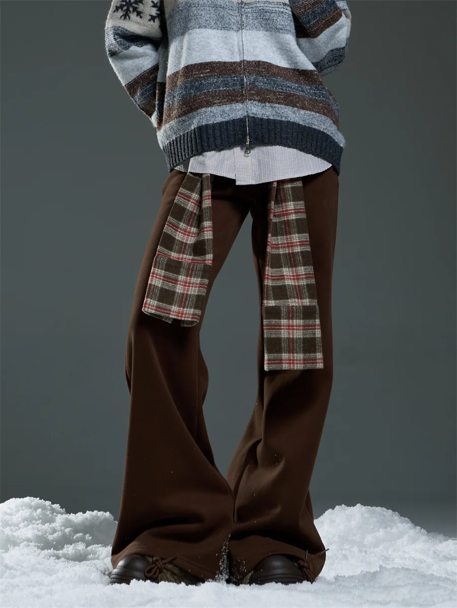 

Широкие брюки Onlpp в американском ретро-стиле в клетку с поясом, женские, осенне-зимние, свободные, повседневные, длинные, с эффектом стройности