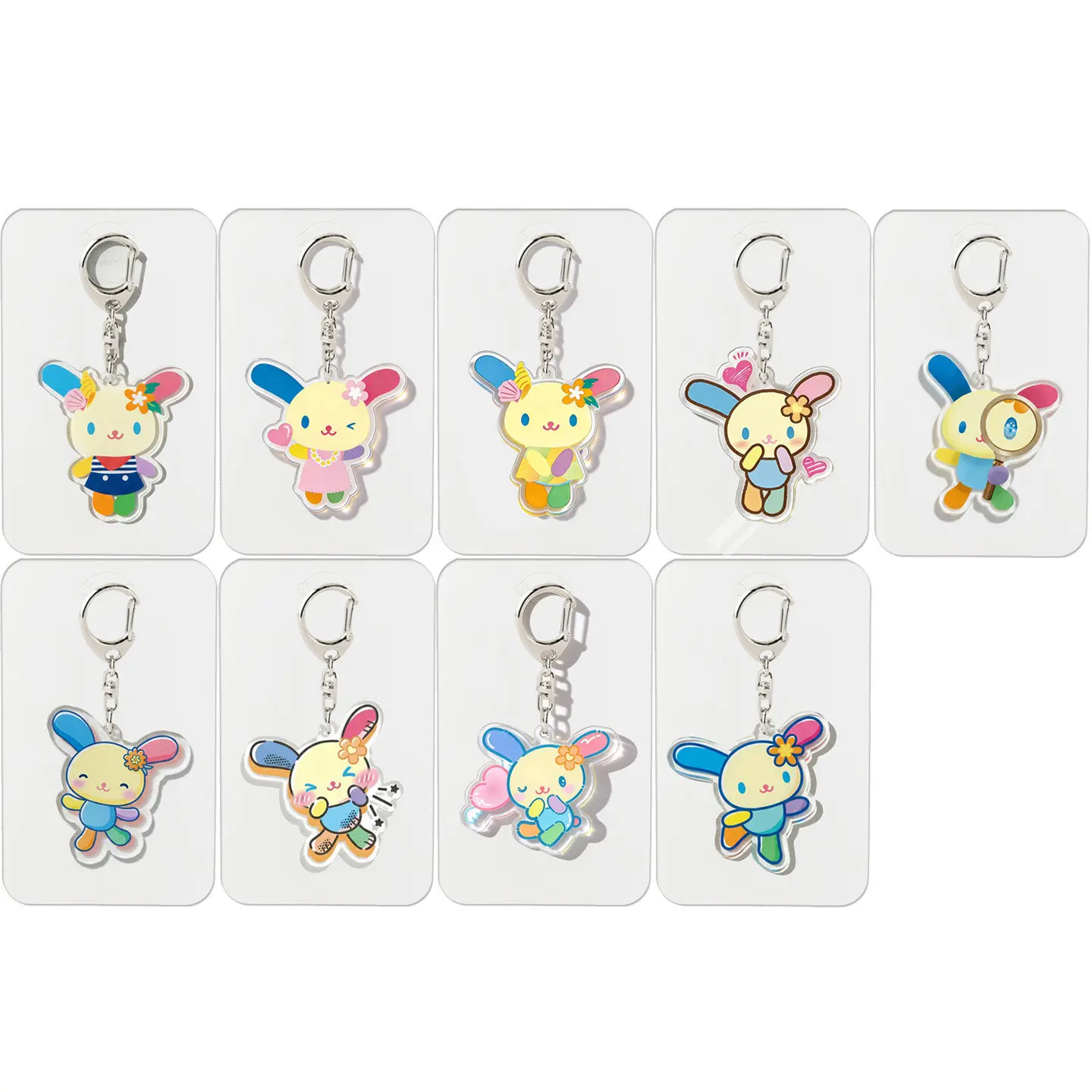 Cute Cinnamoroll Flower Acrylic Keychain Bag Charm Kawaii Sweet Girl Fashion Accessory Ornament Bestie Gift Girls