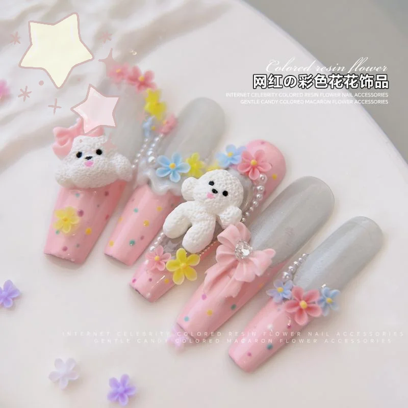 12 Grids Mini Gemengde Vijf Bloemblaadje Bloem Nail Art Charms Applicaties Decals Versieringen Voor Zomer Nail Design Manicure Accessorie