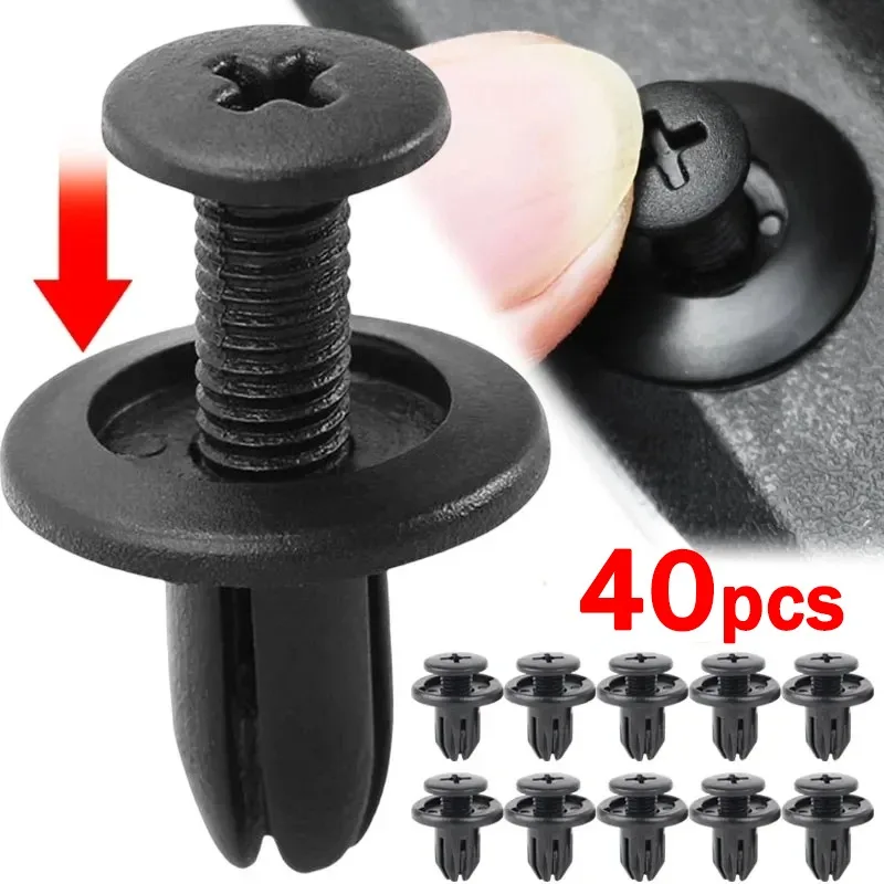 

20/40pcs 8mm Plastic Fasteners Clips Rivets Screw Car Bumper Fender Door Trim Panel Retainer Fastener Car Accessories