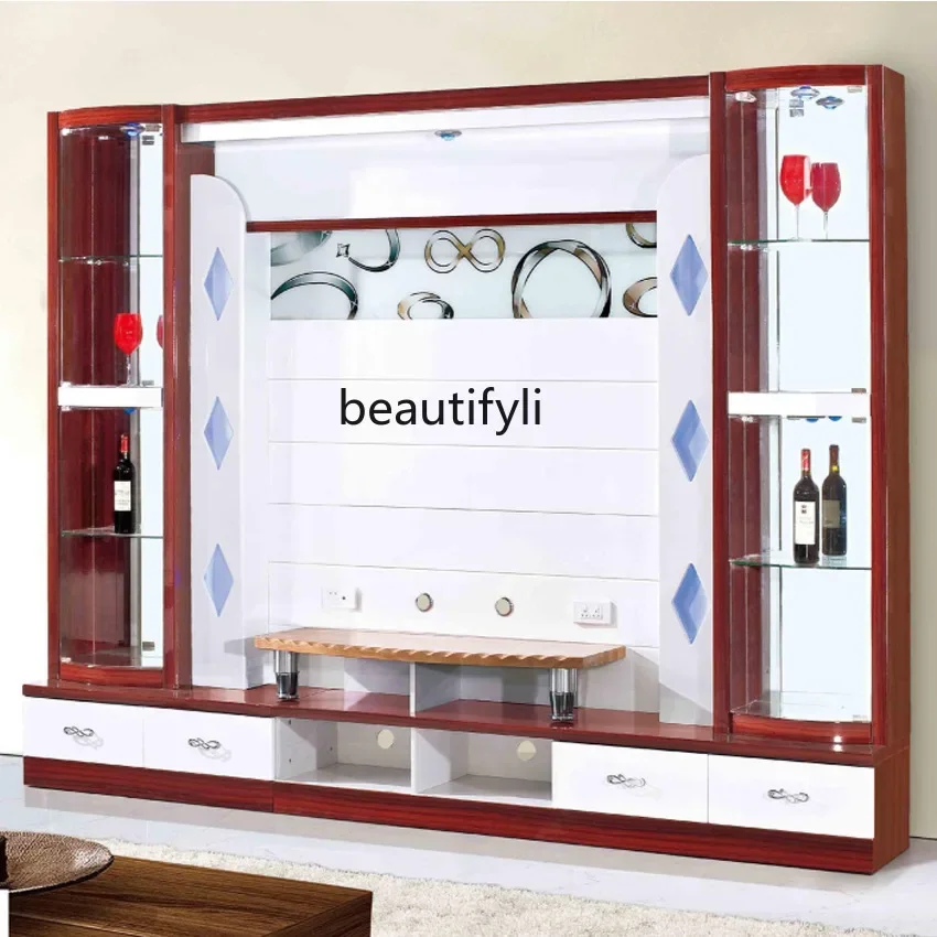 A55 European style bright light design storage display function overall combination TV cabinet