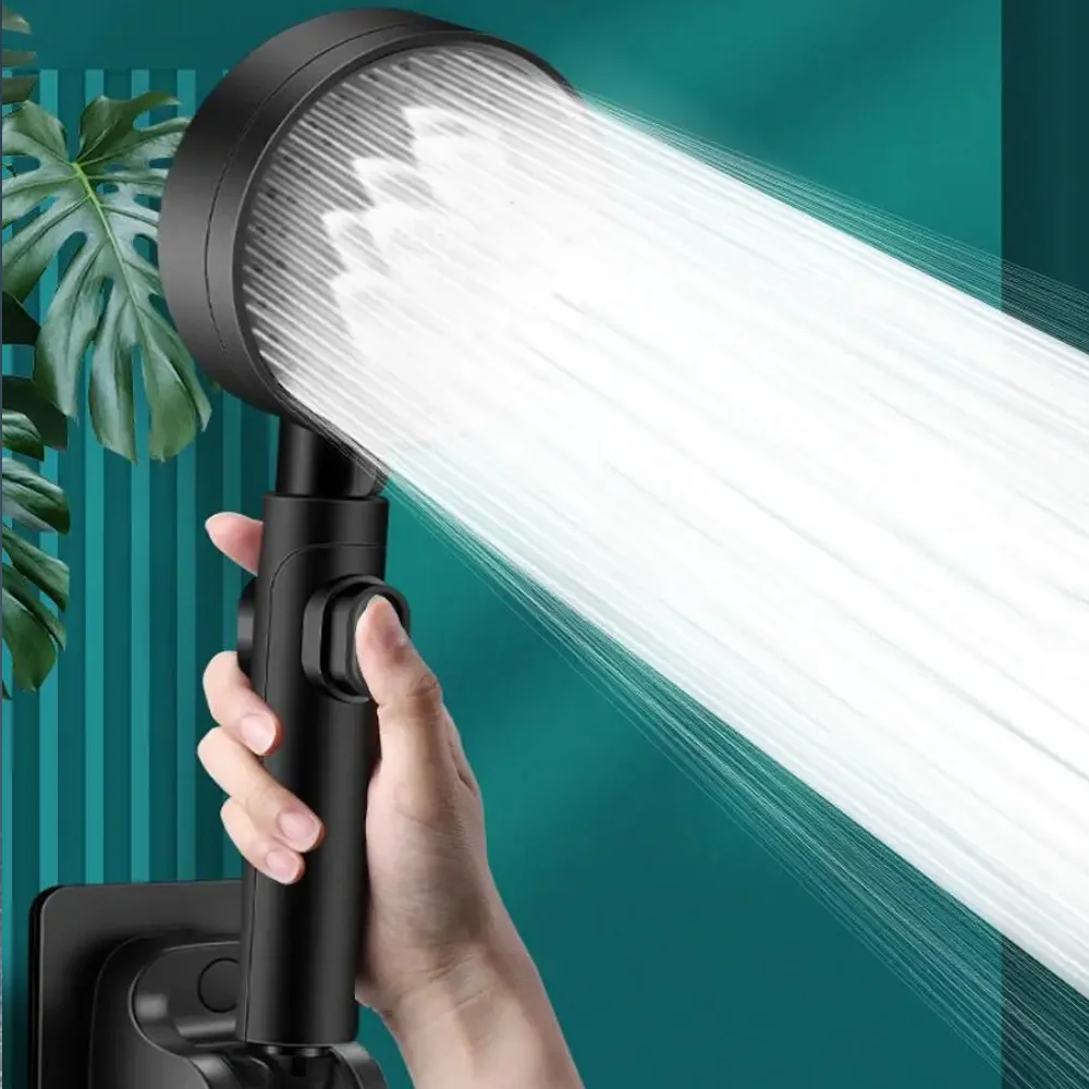 

High Pressure Large Flow Shower Head Black 7 Modes Water Saving Spray Nozzle Rainfall Bathroom Shower Innovative Accessories