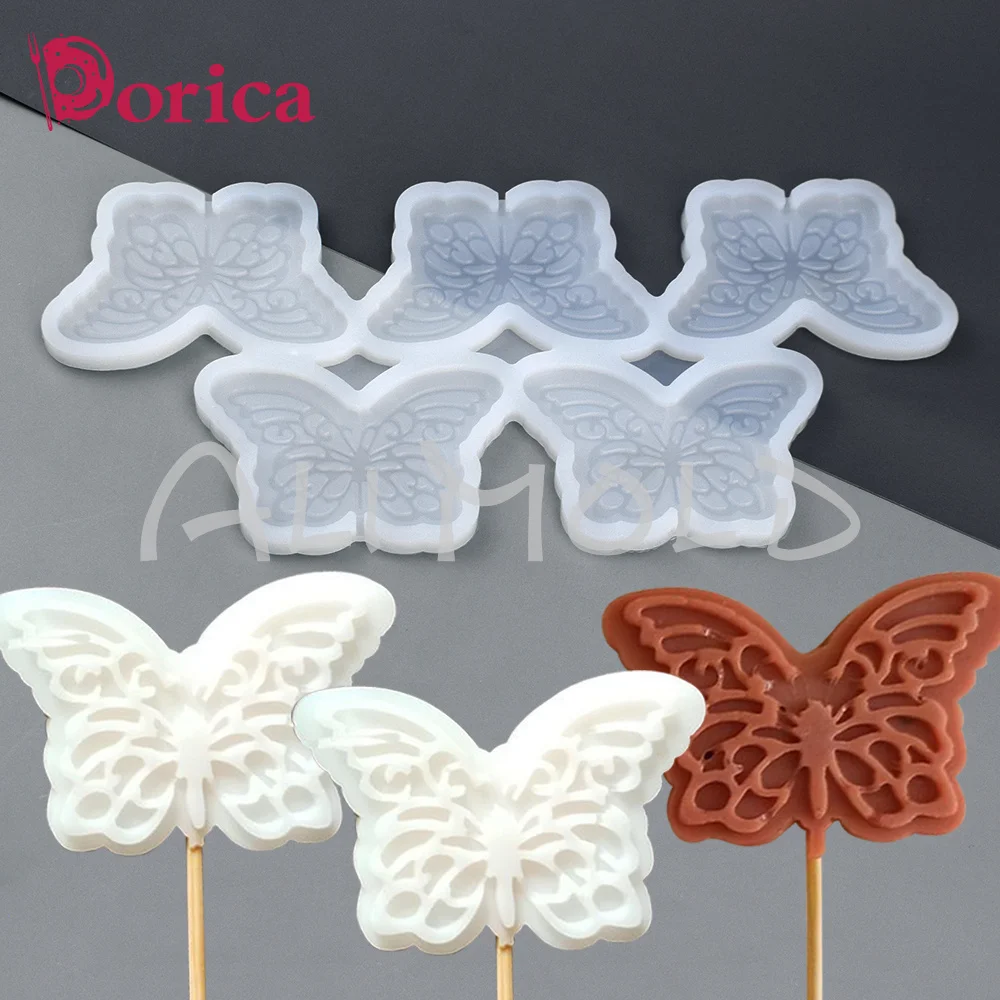 Dorica Butterfly Shape Lollipop Epoxy Silicone Mold Chocolate Cake Mould Cake Decorating Tools Kitchen Accessories Bakeware