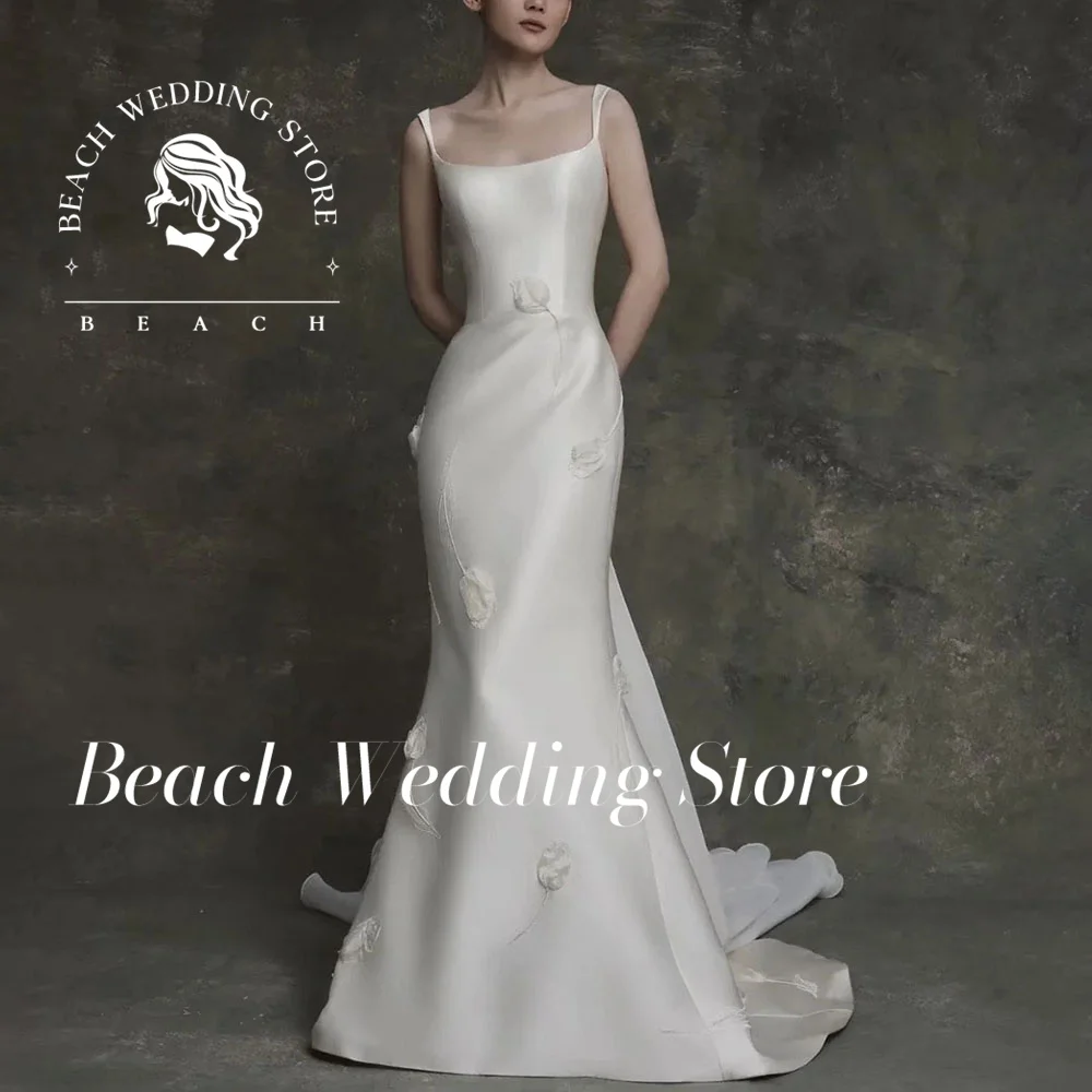 

Beach Spaghetti Strap Backless Sleeves trapless Simple Mermaid 2025 Bridal Gown Simple Wedding Dress Vestido De Novia Customized