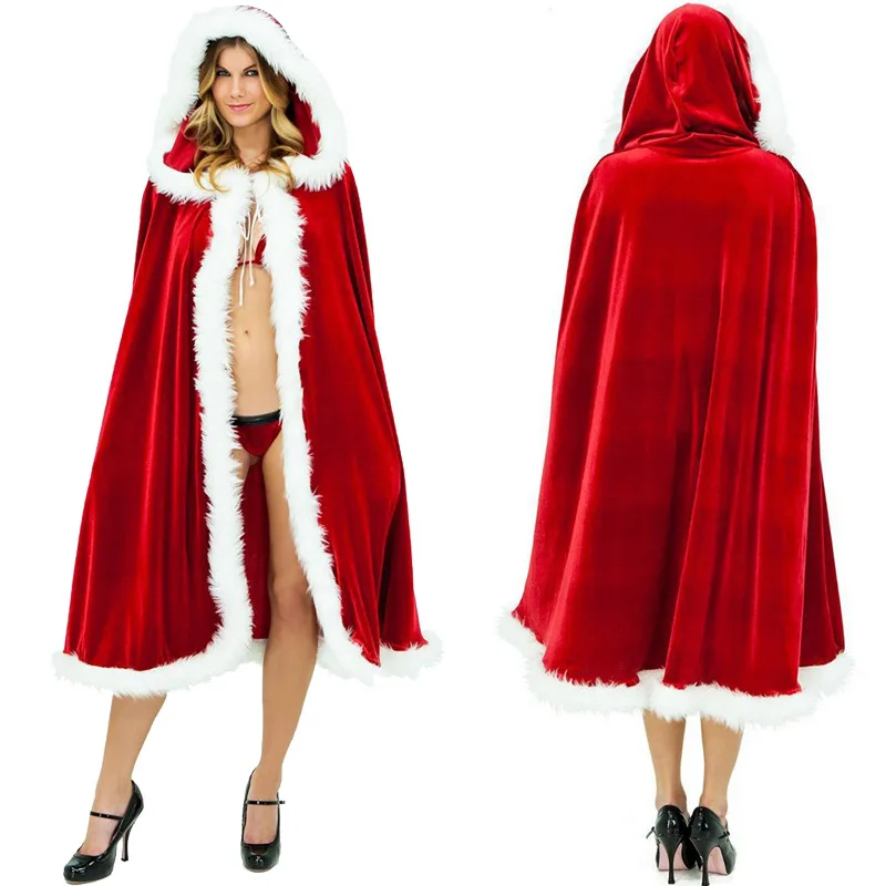 Festive Christmas Hooded Cloak Santa Style Cape Cosplay Suit for Parent Child Matching Holiday Carnival Dress Up