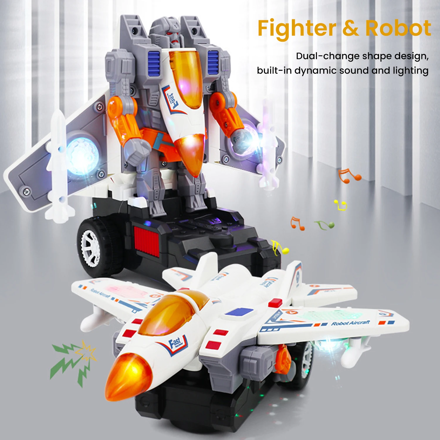 Funny Force Transformation Tank Robot Toys Tank Fighter Simulation Fighter Airplane Deformation Light Music Deformation Car Toy