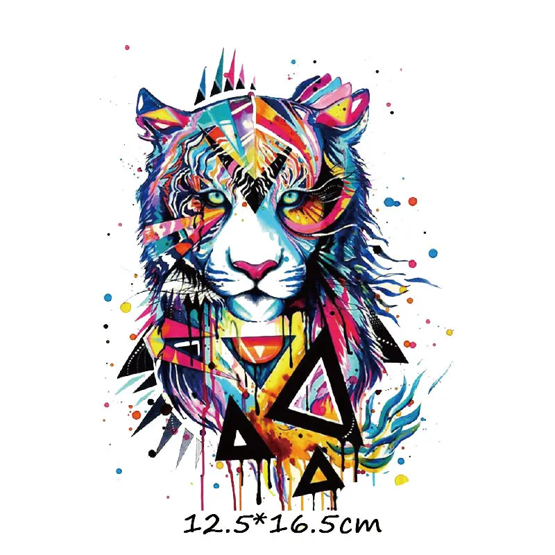 Watercolor Animals Patches Stickers Cat Tiger Horse Lion Peacock Bird Iron on Transfers for Clothing Washable T-shirts Appliques