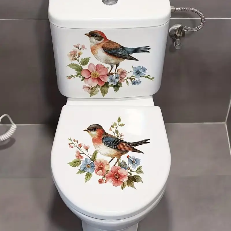 Chicken Peacock Toilet Sticker Waterproof Reusable Animal Pattern Wall Decal for Temporary Bathroom Decor