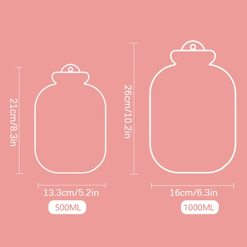 1000ML Hot Water Bag Warm Belly Hands Cute Warm Water Bag Hand Warmer Flower Hot Water Bottle Bag Water Warmer