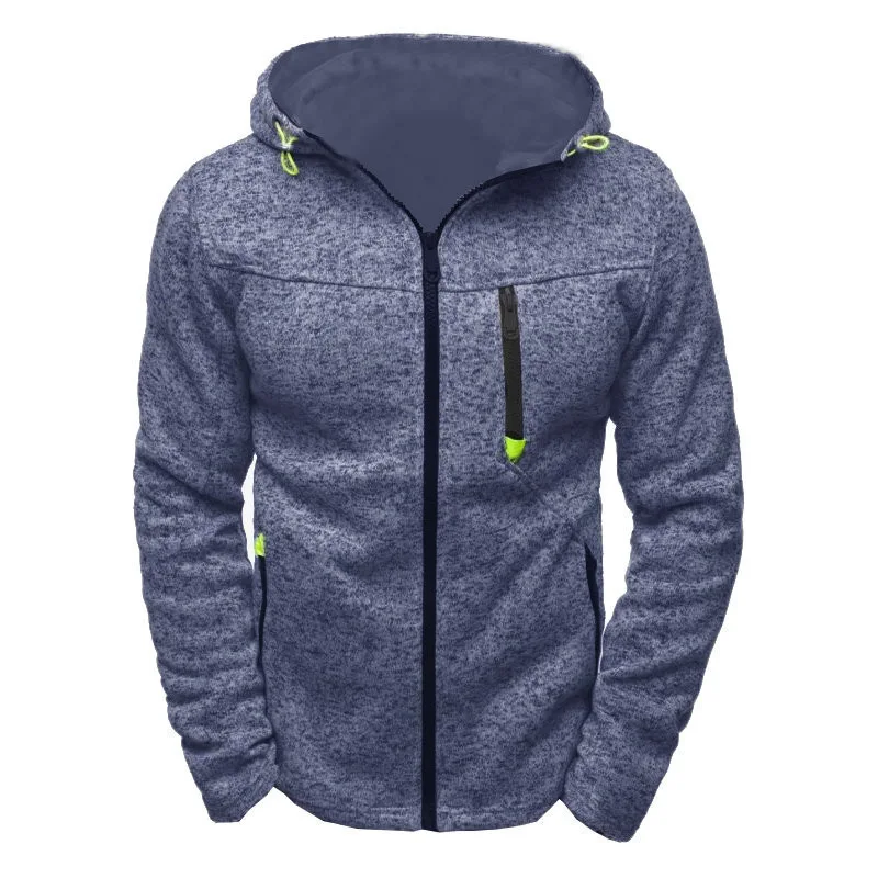 Herren-Kapuzenpullover mit seitlichen Reißverschlusstaschen, dünner, einfarbiger Trainingsanzug aus Wolle, lässiger Alltags-Outdoor-Kapuzen-Trainingsanzug mit langen Ärmeln – Detail 7
