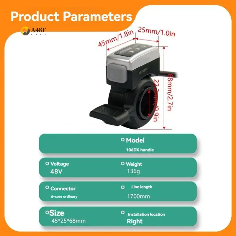 

A48F-Thumb Throttle Accelerator Grip 160Mm Self Locking Switch For 22.3Mm Handbar For Electric Scooter