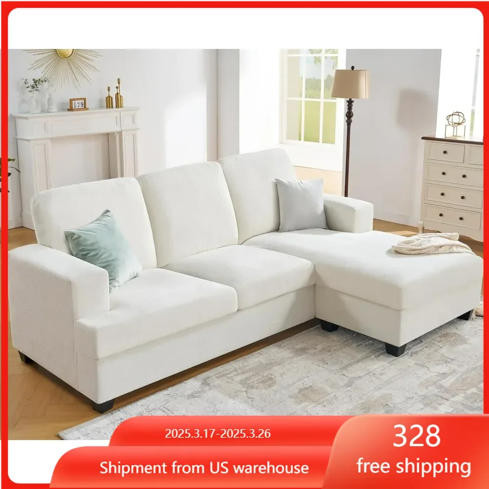 89 Inch L Shape Couch, Reversible L Shape Sofa with Chaise, Convertible Sofa with Storage, L Couches for Living Room