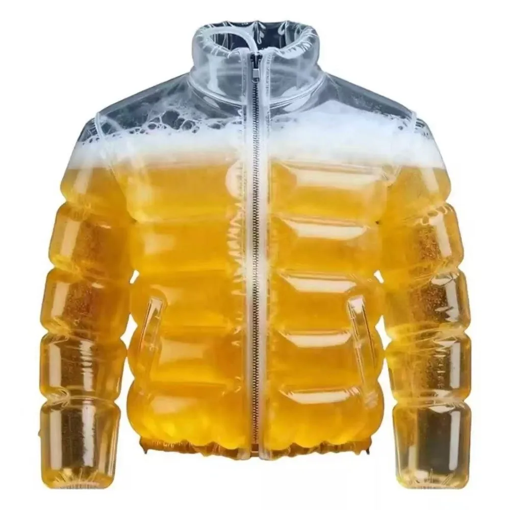 Funny Leak-proof Transparent Beer Jacket Wearable Portable Beer Drinking Jacket PVC Refillable Beverage Jacket Gag Gifts