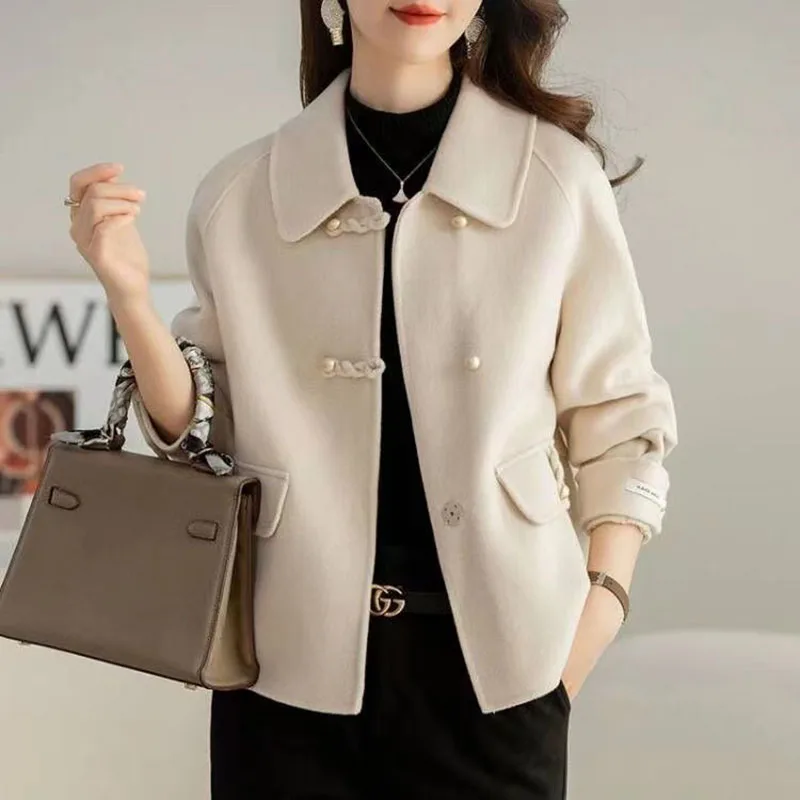 High End Short Woolen Coat Female 2024 NEW Spring Autumn Winter Jacket Women‘s Retro Fashion Loose Woolen Blend Outerwear Top