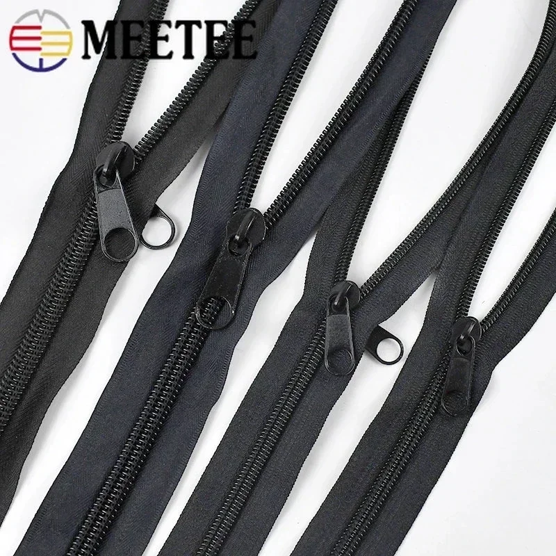 1/2M 3# 5# 8# 10# Nylon Coil Zippers with Zipper Single/Double Puller Slider Continuous Roll Zips Luggage Tent Sewing Accessory