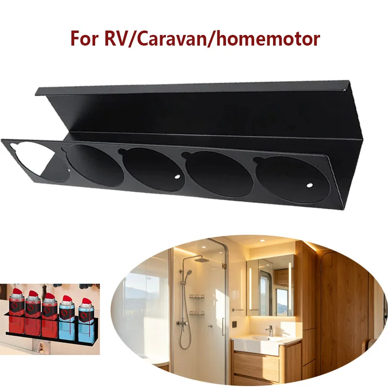 

RV Wall Mount Aerosol Can Holder for Spray Bottles Carbon Steel Storage Rack Anti-Shake Design for Camper Garage Van
