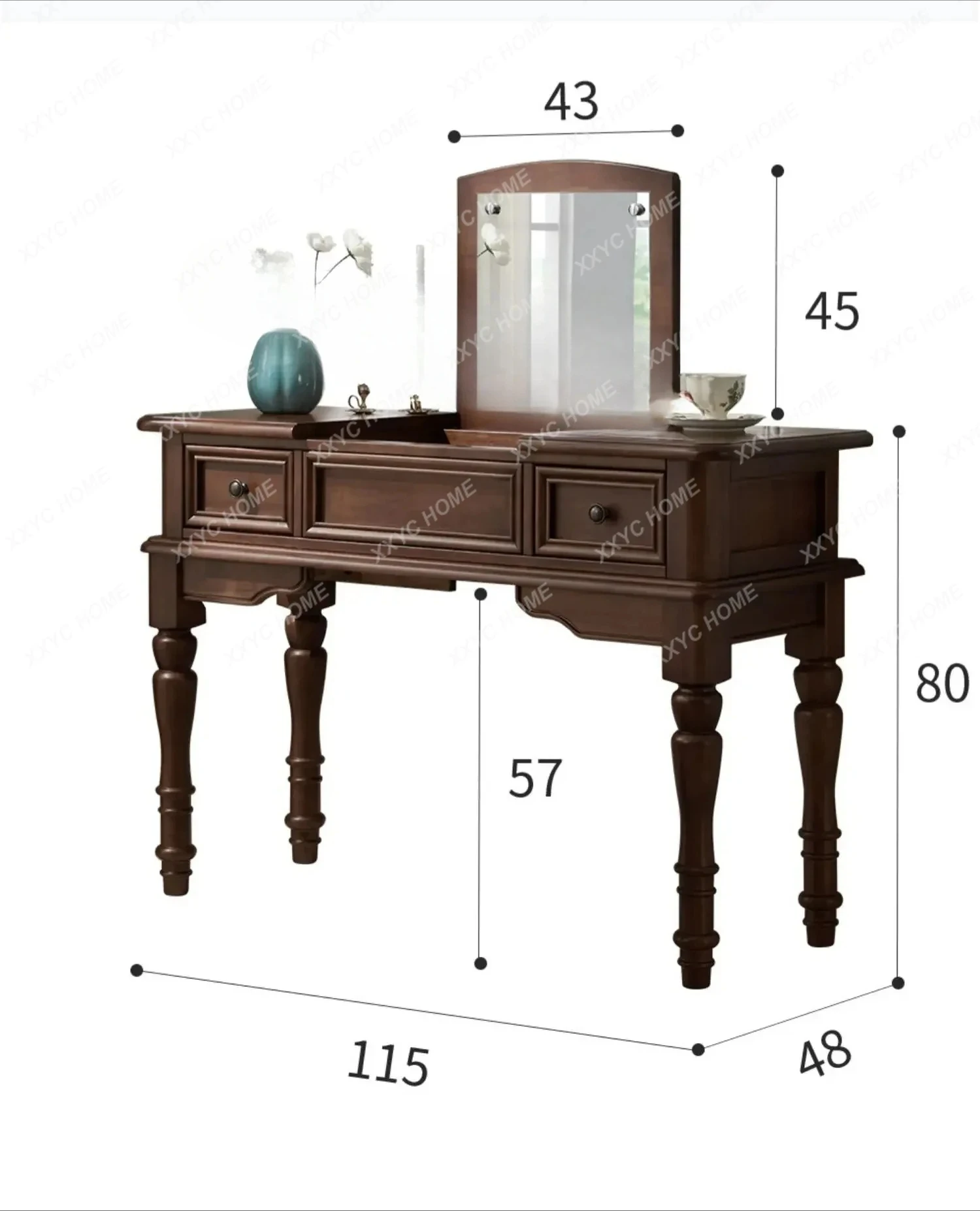 

Y1 Американский комод, полный откидной комод из цельного дерева, табурет для макияжа, ностальгический столик для макияжа в сельском стиле, ретро, спальня