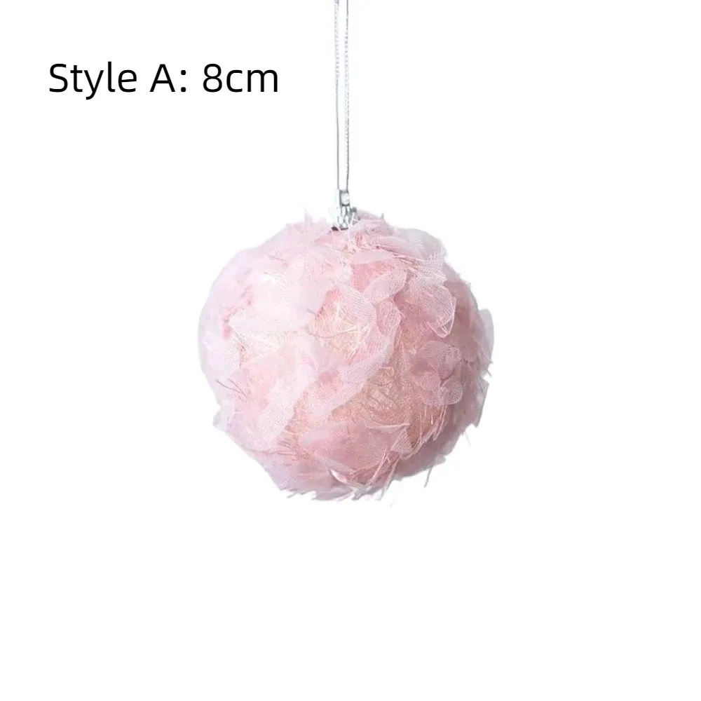 

Creative 8/10cm Fluffy Christmas Ball Foam Pink Christmas Hanging Ball Decorative Christmas Spheres DIY Decorations